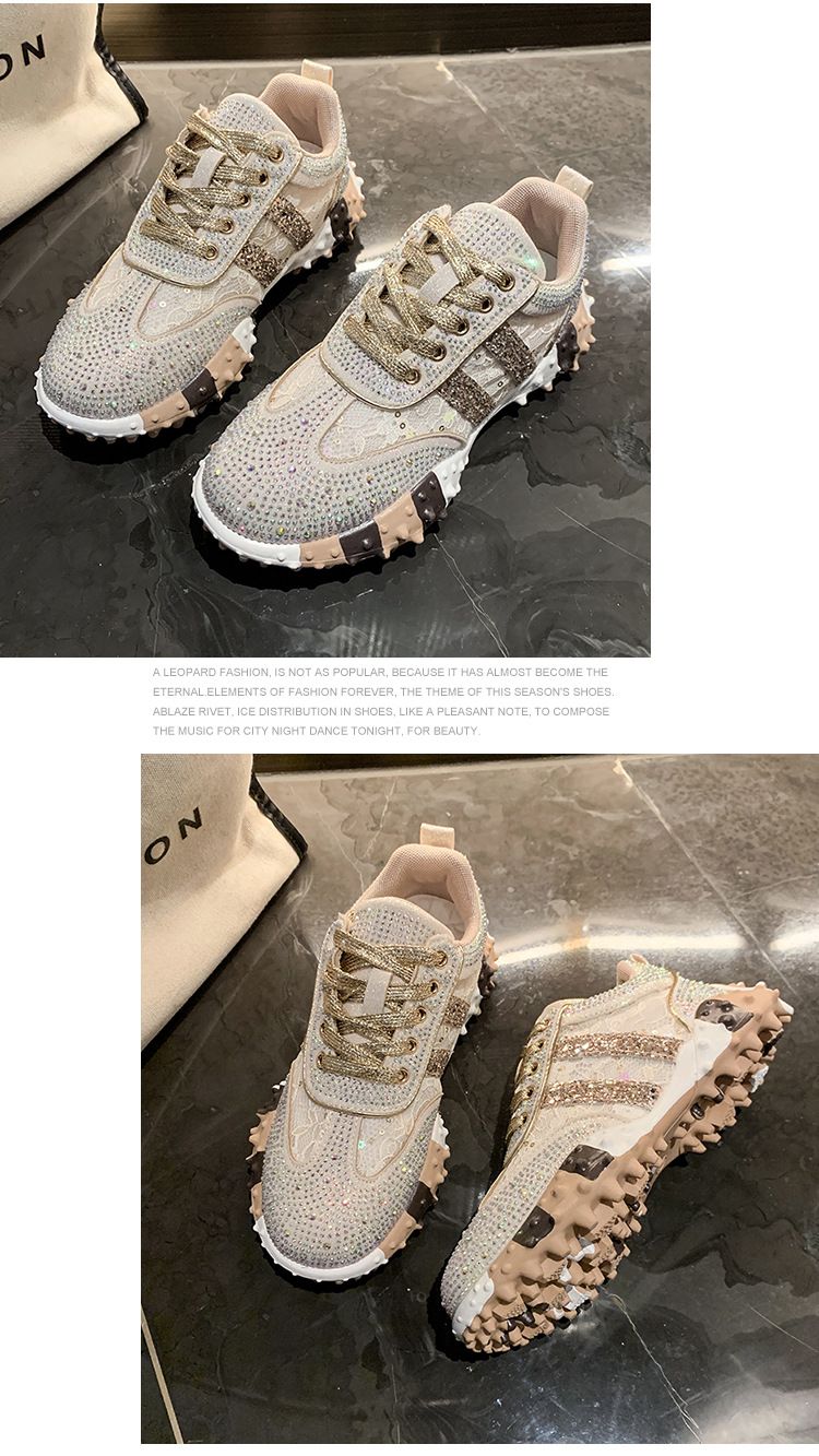 New Women's Fashion Sneakers With Rhinestone Accents – Lightweight, Comfortable & Non-Slip – Available In Sizes 35-43 (Silver/Gold)_voghion.com