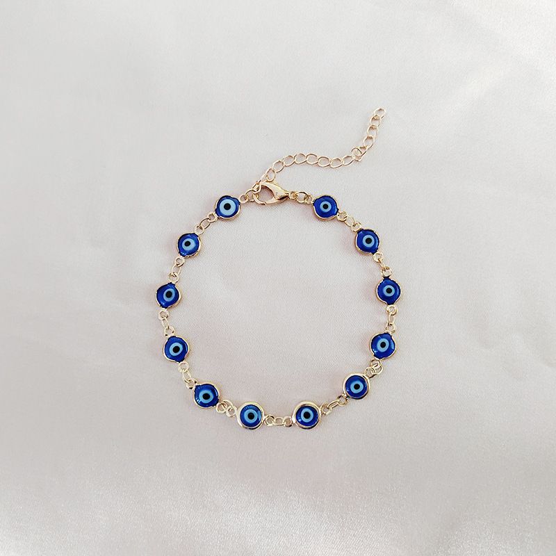 Braccialetto del diavolo alla moda per donna, in lega, con goccia d'olio, con occhio blu turco, catena da polso_voghion.com