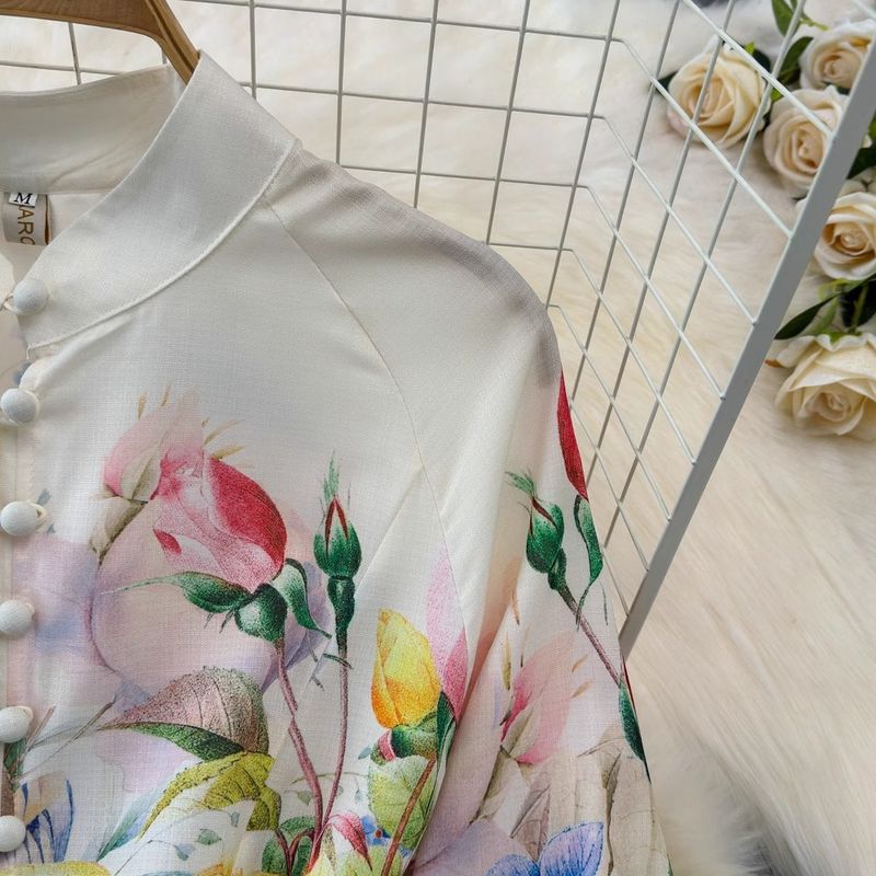 Abito monopetto da donna con stampa a trapezio_voghion.com