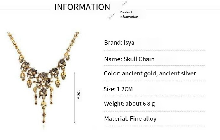 Halloween Exaggerated Skull Personalized Ghost Head Tassel Necklace Pendant_voghion.com