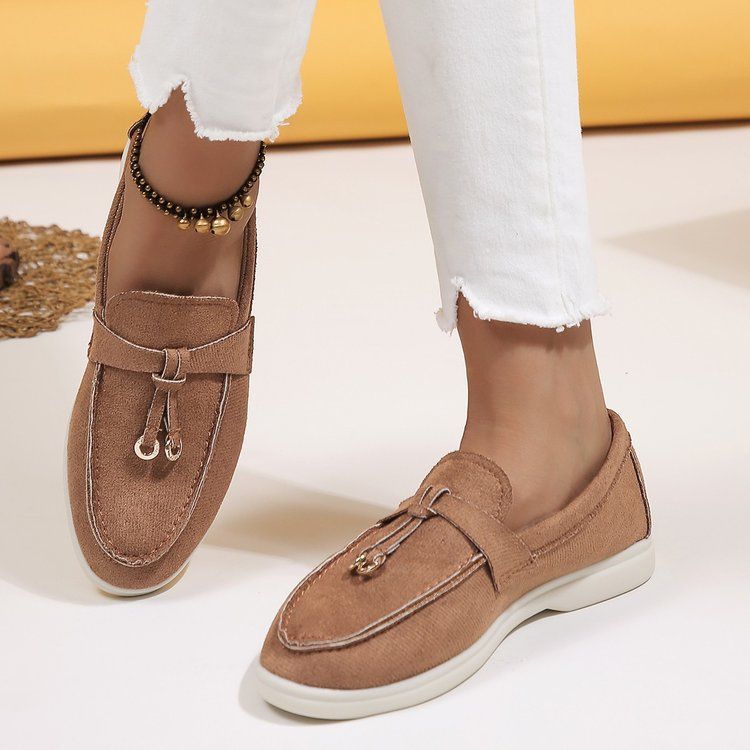 Large size for women 2024 season new British style flat casual single shoes, one foot kick bean shoes_voghion.com