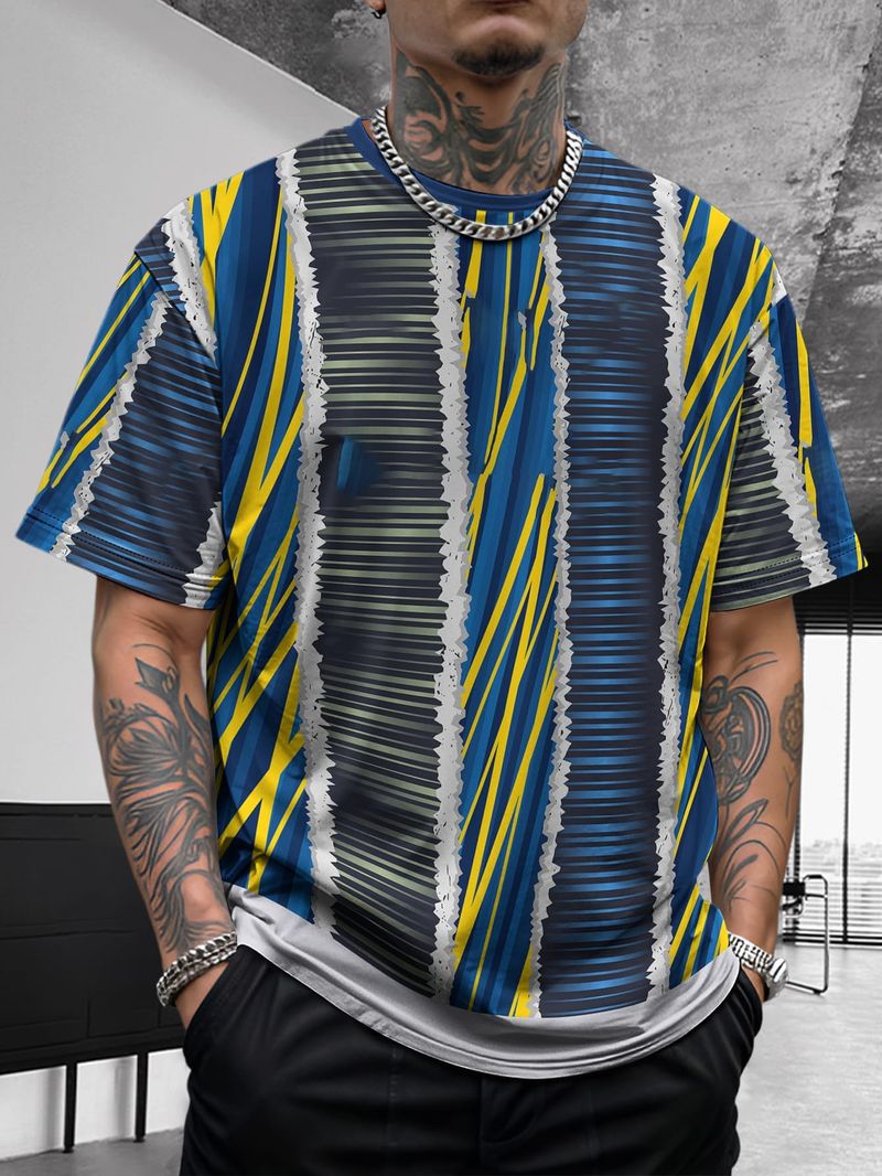 Nuovo design estivo da uomo, retrò, comodo, casual, elasticizzato, slim, basic, a maniche corte_voghion.com