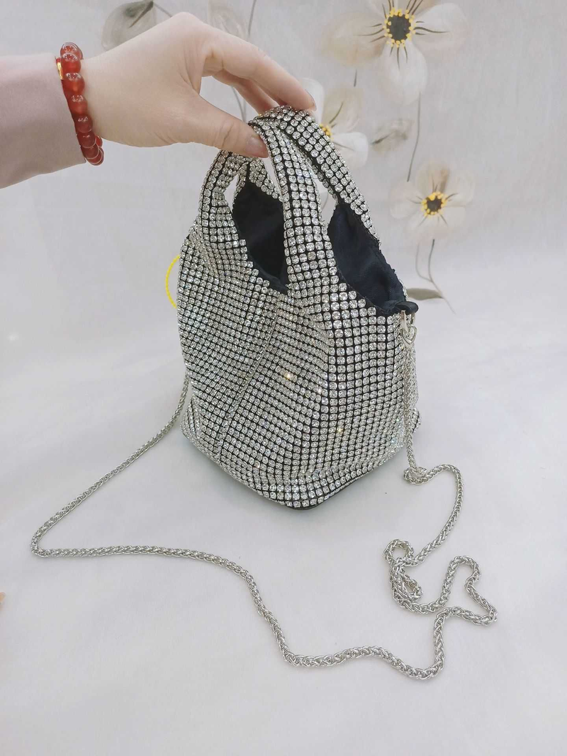 Damentasche, modische, hochwertige Diamantkette mit Strass, tragbarer Messenger für den Abend_voghion.com