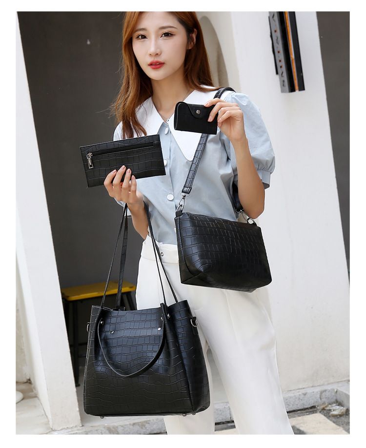 Handtasset voor dames Damestas Mode Mode Krokodillenprint Vierdelige set Tas Grote capaciteit Enkele schouder Crossbody Bucket Bag_voghion.com