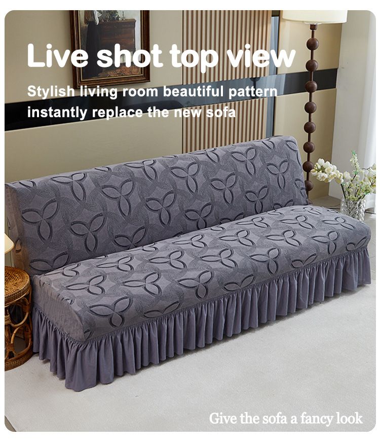 Thickened Armless Sofa Cover - Full Elastic Wrap For 160-220cm Couches, Foldable Dustproof Design, Breathable Polyester Fabric_voghion.com