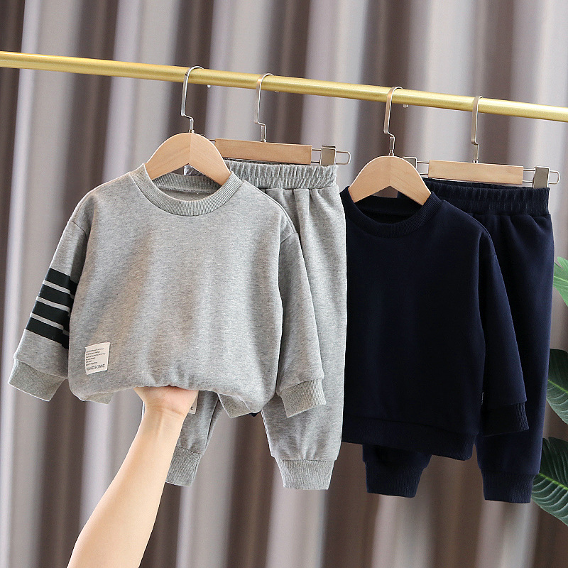 Pull à col rond avec lettres pour garçons et filles, ensemble de sport décontracté et confortable pour enfants, Long printemps et automne_voghion.com