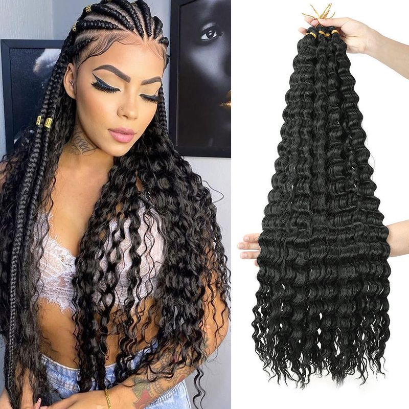 Deep Water Wave Crochet Hair Extensions – Europäischer und amerikanischer Stil, Kunstfaser, lockige Perücke_voghion.com