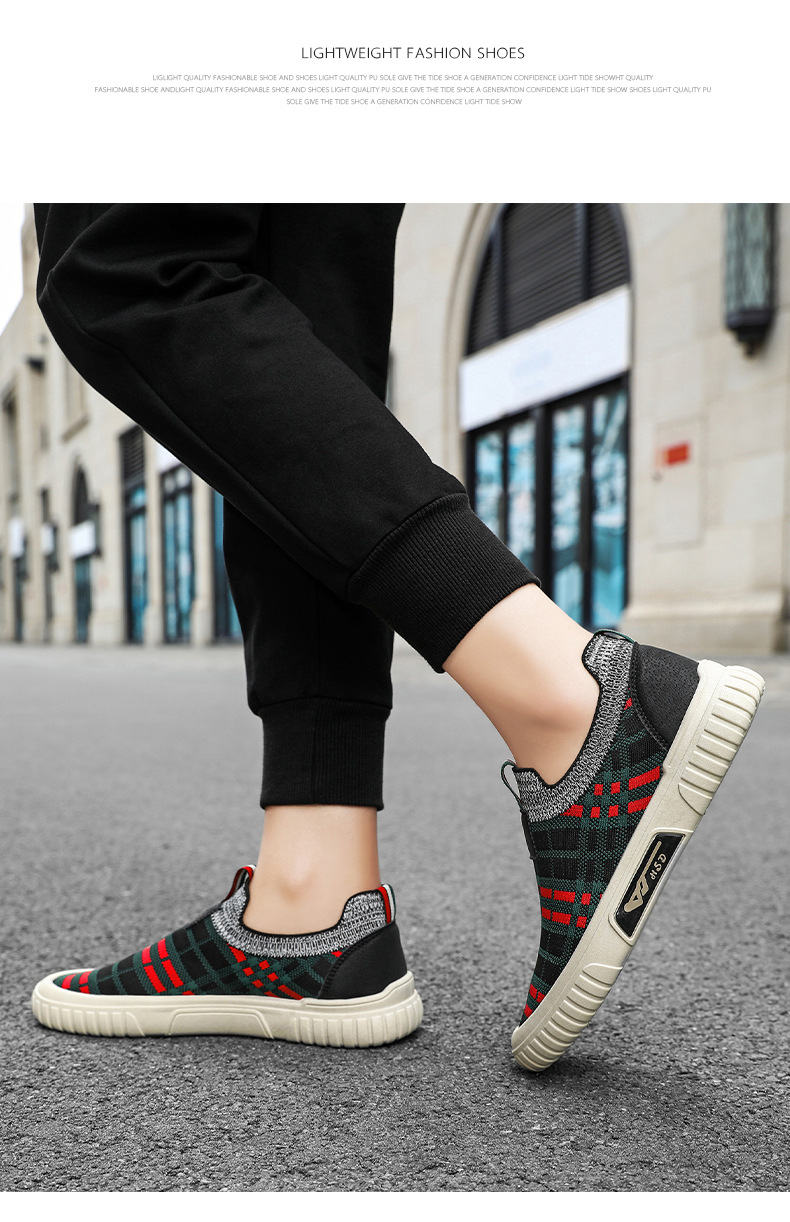Slip-On Summer New Casual Sneakers Men's Sock Mouth Knitted Fabric Lightweight Mesh Shoes Men_voghion.com