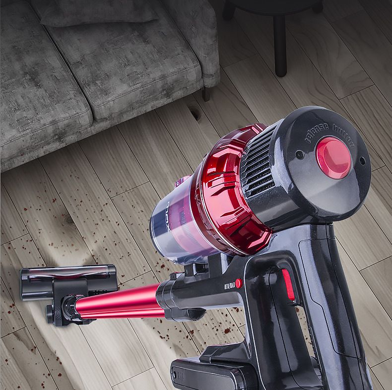 Leistungsstarker kabelloser Staubsauger für Zuhause und Auto – Leichter Handstaubsauger mit Bürste für mehrere Oberflächen, 120 W starke Saugleistung, Rot und Grau_voghion.com