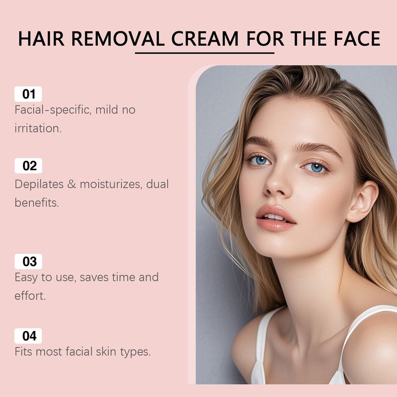 Crème dépilatoire nettoyante quotidienne à la pêche, hydratante, nourrissante et douce pour le visage._voghion.com