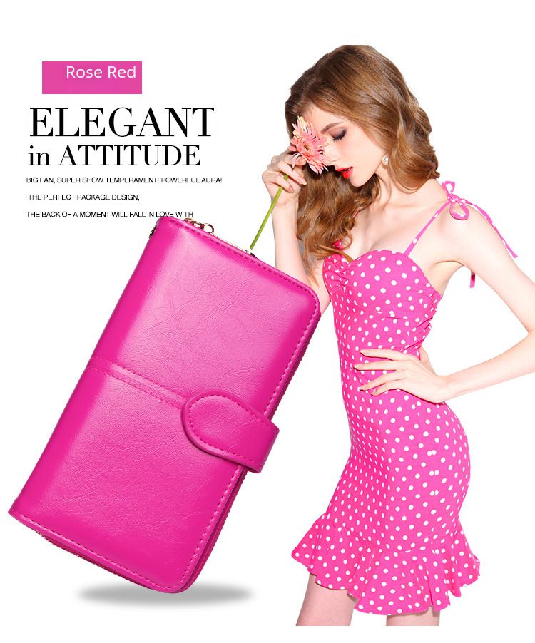 Explosive Damen Geldbörse 2024 Neuer Reißverschluss Ölwachs Leder Geldbörse Schnalle Handytasche Ölleder Neue PU Clutch_voghion.com