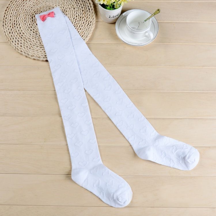 Spring And Autumn College Style New Combed Cotton Bowknot Long Over-the-Knee Heart High Tube Slouch JK Socks For Women_voghion.com
