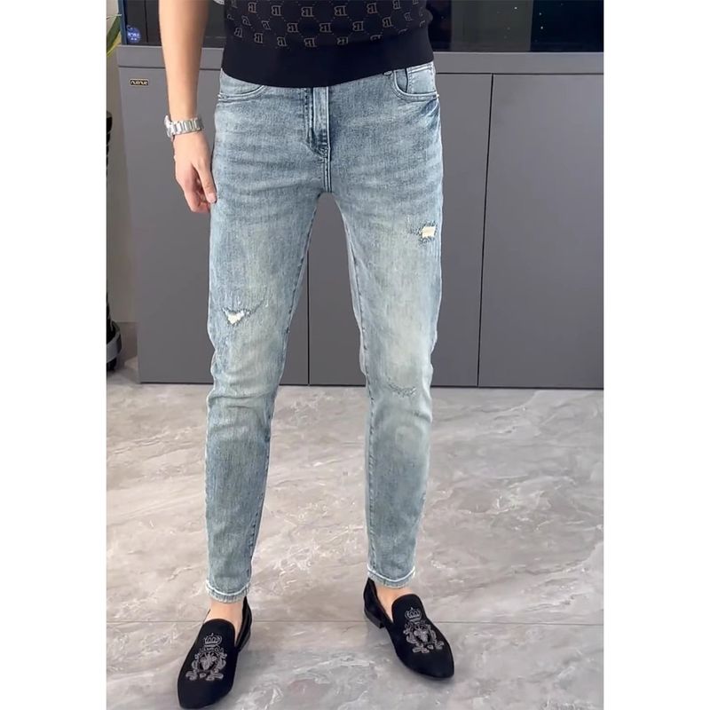 Pantaloni skinny elasticizzati slim fit in stile coreano Four Seasons Jeans da uomo, casual, lavati_voghion.com