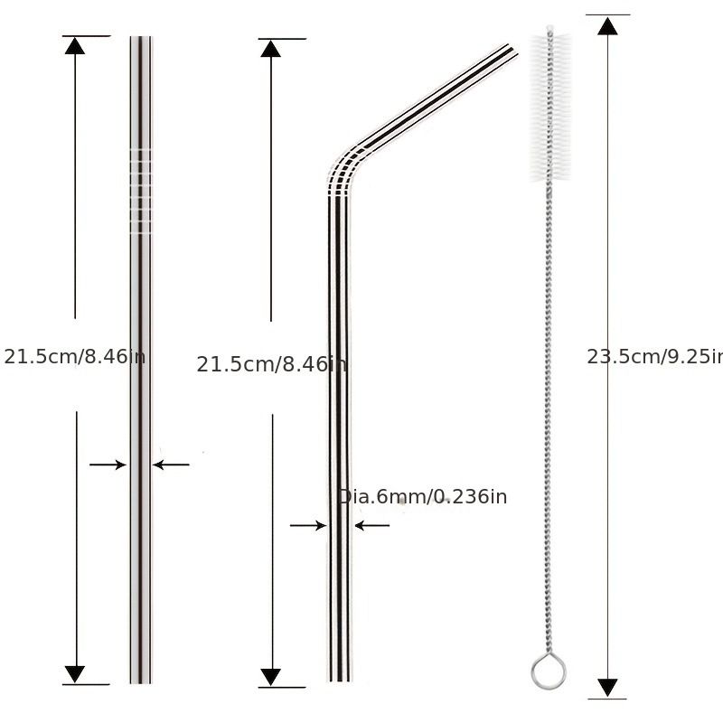 Factory Direct Supply 304 Stainless Steel Straw Set Creative Color Metal Beverage Bar Milk Tea Straw Set_voghion.com
