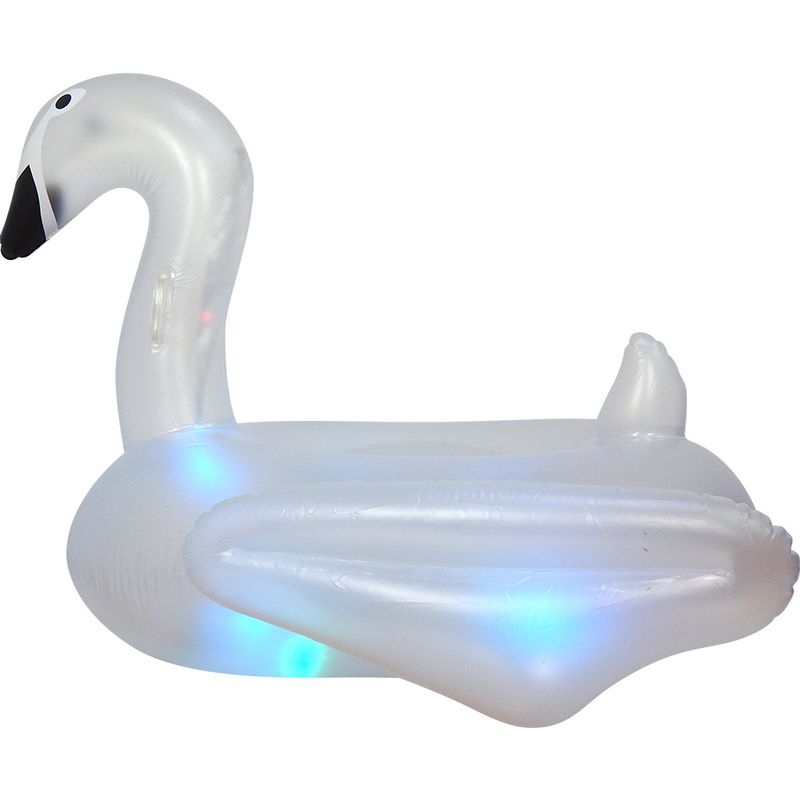 Aufblasbarer Schwanenschwimmer mit LED-Beleuchtung – Leuchtende Pool-Fahrt mit 16 Farbwechsel-Modi (Erwachsenengröße 150 cm, strapazierfähiges PVC, über USB wiederaufladbar)_voghion.com