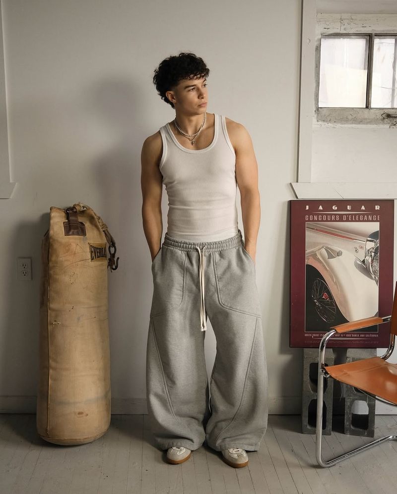 Pantalones deportivos con bordado transfronterizo, unisex, de pierna ancha, estilo hip hop, holgados e informales._voghion.com