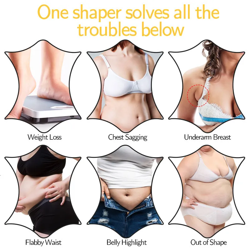 Midja Magformare Damkorsett Bodyshaper Högkompressionsplagg Magkontroll Dubbel bodysuit Midjeträning Öppen_voghion.com