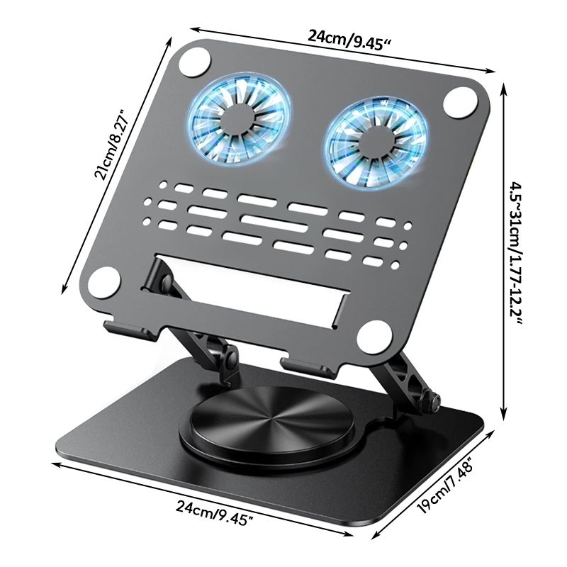 PACKONE Laptopställ Justerbart 360° Roterande Bas Ergonomiskt Hopfällbart Laptopställ För Skrivbord Silver_voghion.com