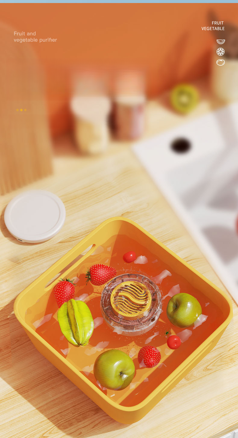 Purificador rotativo de frutas e vegetais, preservação de alimentos, esterilização sem fio, remoção de pesticidas, limpeza automática_voghion.com