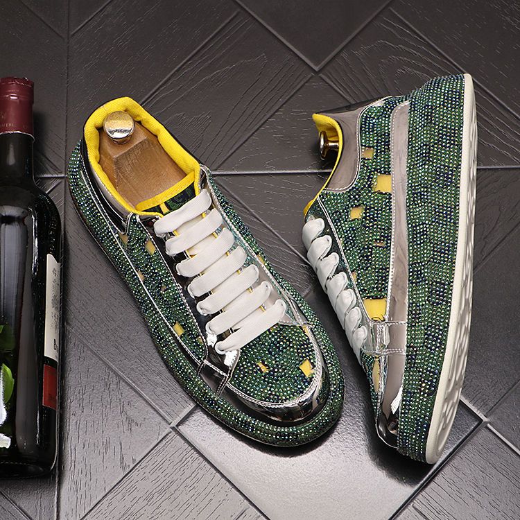 Matsuke m, new summer casual Korean version, thick soled high rise shoes, trdy low cut rhinestone single shoes for_voghion.com