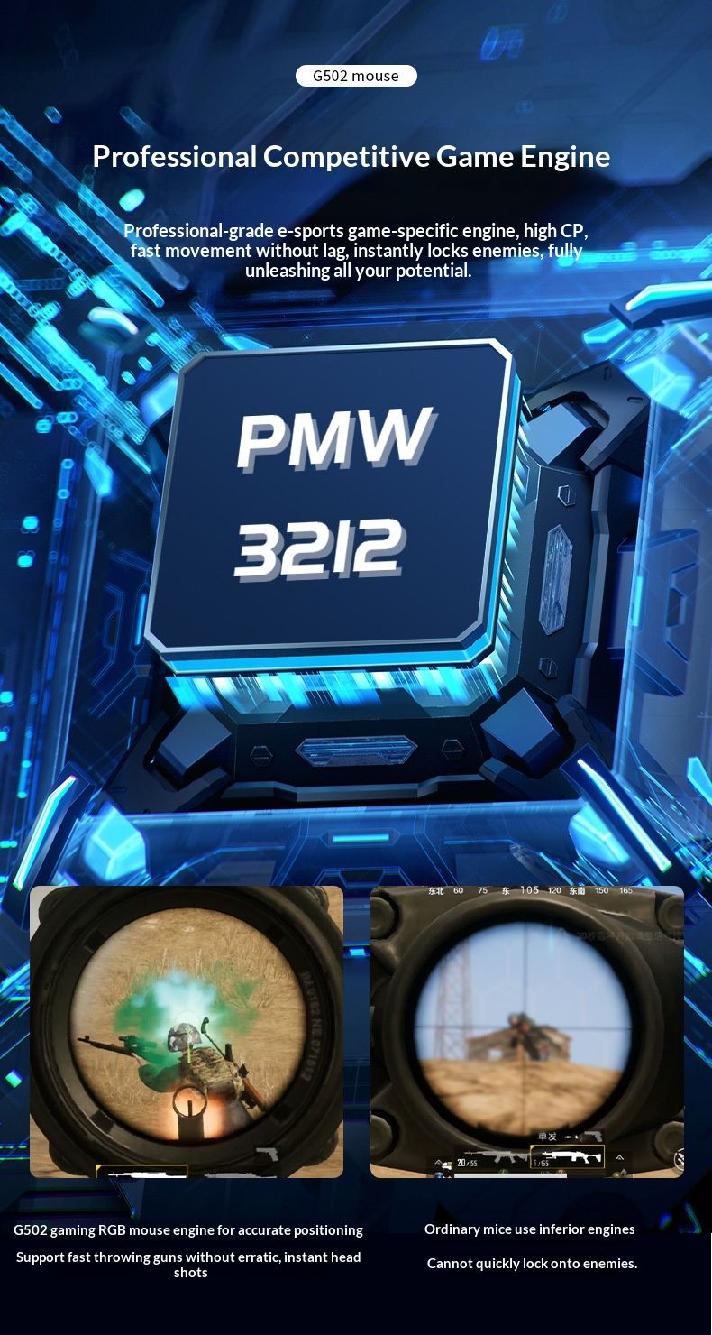 NeoGear Cross-Border G502 Kabellose/Kabelgebundene mechanische Maus mit drei Modi, Mikro- und Makro-Bewegungssteuerung, DC-Rückstoßkontrolle, RGB-Beleuchtung, Gaming- und Büromaus_voghion.com