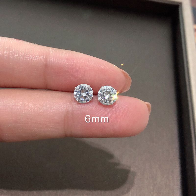 Orecchini piccoli unisex in argento puro con diamanti intarsiati, 3-10 mm, semplici, con zirconi_voghion.com