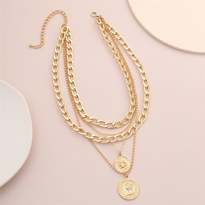 Collana con ciondolo circolare multistrato in lega per donna_voghion.com