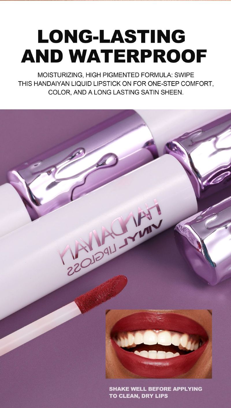 HANDAIYAN 6 - Color Liquid Lipstick Set, Moisturizing & Long - Lasting, Waterproof & Non - Stick Cup, Matte Finish Hydrating Lip Gloss_voghion.com