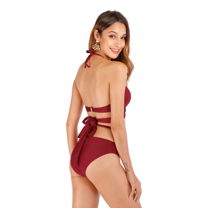 2020 Bikini Sexy Cross Strap Split Swimsuit_voghion.com