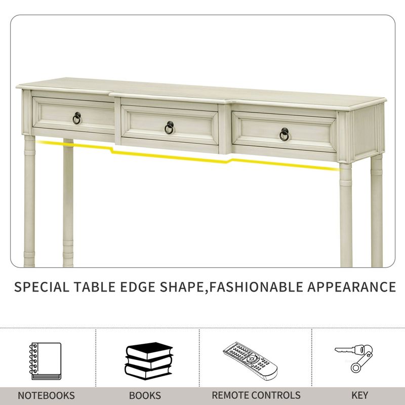 Console Table Sofa Table With Drawers For Entryway With Projecting Drawers And Long Shelf_voghion.com