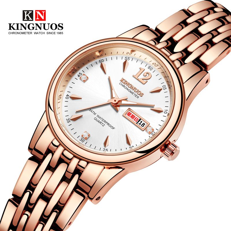 Simple Fasion Fres Casual Quartz Couple Watces Steel Band Dual Calendar Men's Luminous Waterproof Trendy Women's_voghion.com