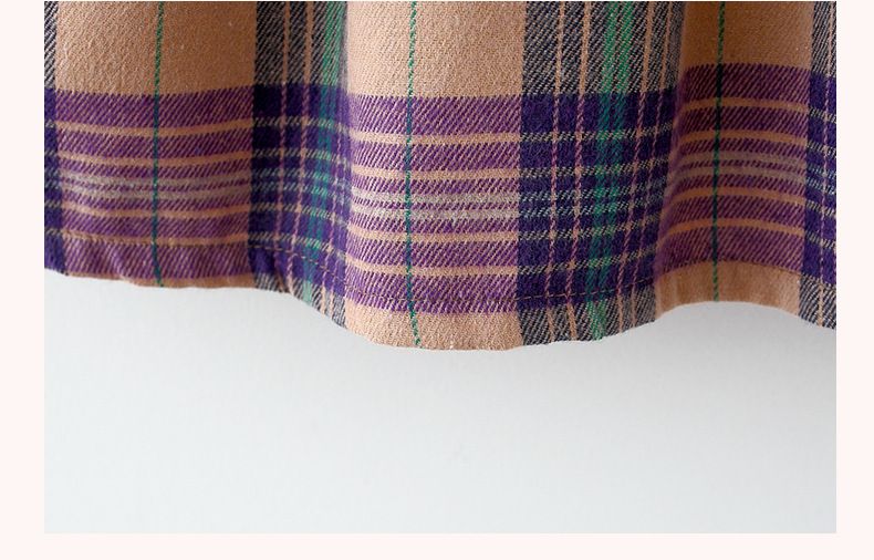 2810 gonna per bambini versione coreana alla moda grande colletto per bambola con bocca chiusa manica lunga plaid orso_voghion.com