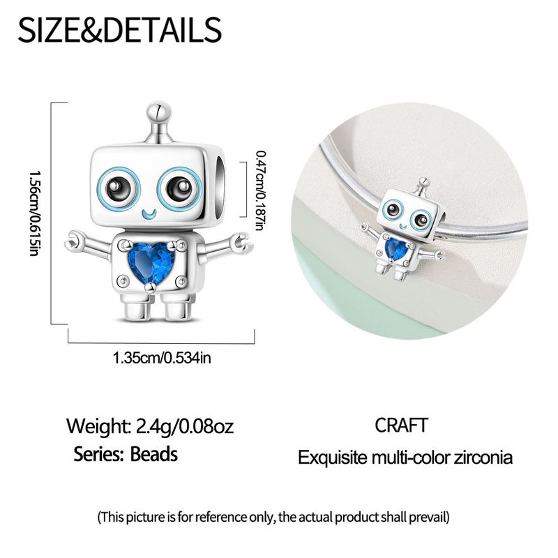 Gioielli da donna con ciondolo a forma di robot con rilevamento dell'intelligenza artificiale, perline e bracciale in argento placcato in rame._voghion.com