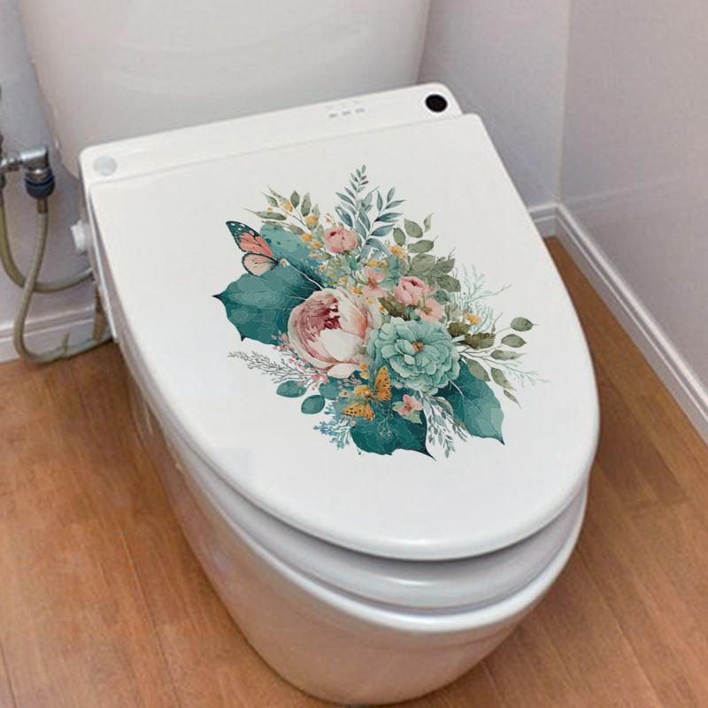 Chuanhao Hand-painted Butterfly Floral Bathroom Cozy Toilet Renovation Decoration Stickers_voghion.com