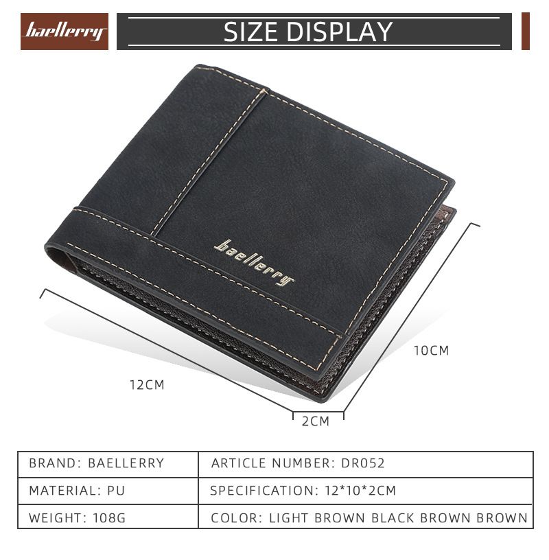 baellerry Wallet Men's Short Korean-style Multi-card Open Horizontal Wallet Youth Simple Thin Wallet_voghion.com