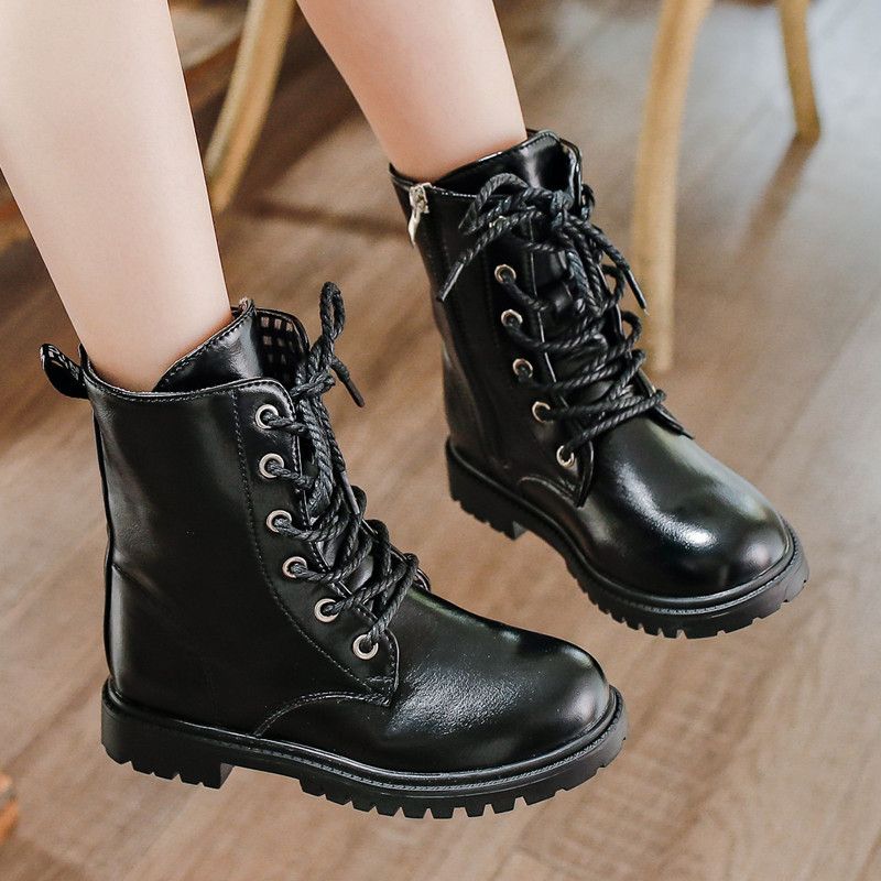Kurze Stiefel für Mädchen im Winter 2023, neuer koreanischer Stil, britischer Stil, mit Fleece gefütterte Martin-Stiefel für kleine Mädchen, Prinzessinnen-Einzelstiefel_voghion.com
