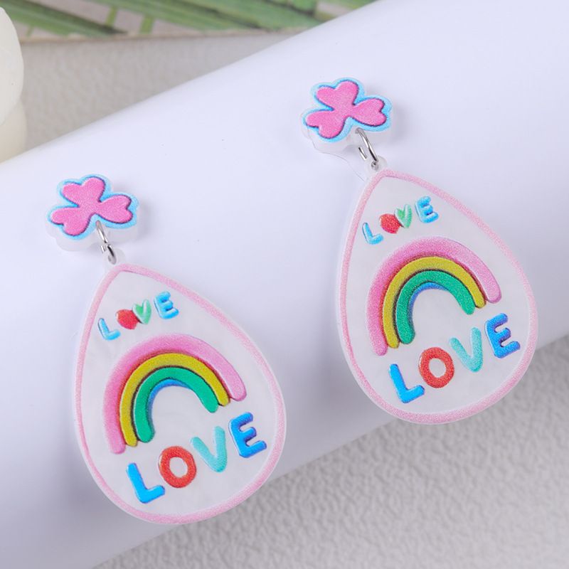 Boucles d'oreilles en verre à vin arc-en-ciel en acrylique, style créatif, pour le festival de la bière Clover_voghion.com