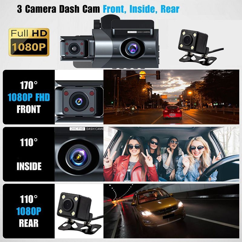 High-Definition 1080P Dräi-Recorder Fahrrekorder Multi-Lens Panorama Parking App interconnected Monitoring Gefier Kamera_voghion.com
