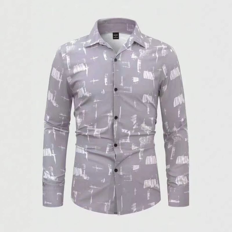 Camicia da uomo primavera e autunno, stampa digitale, traspirante, sottile, versatile, per il pendolarismo quotidiano._voghion.com