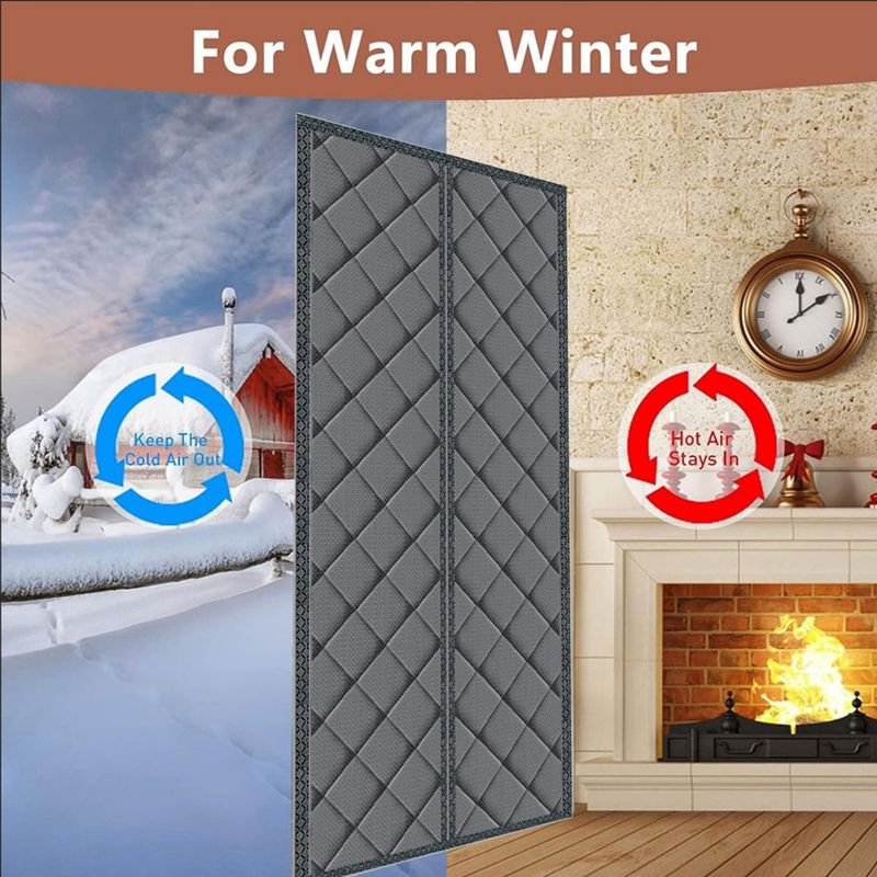 Winter Windproof Partition Door Curtain Velcro Anti Mosquito Bedroom Door Curtain Magnetic Home Free Punching Encryption Warm Door Curtain_voghion.com