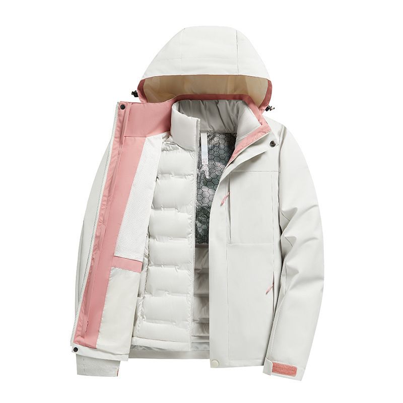 Outdoor 3-in-1 wasserabweisende abnehmbare dreiteilige Daunenjacke zum Wandern, winddicht, wasserdicht_voghion.com