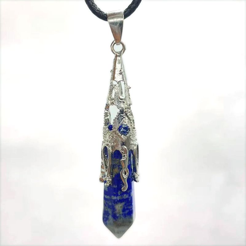 Colliers rétro bijoux cristal naturel gemme alliage pendule hexagonal Morning Glory pendentif simple pendentif collier_voghion.com