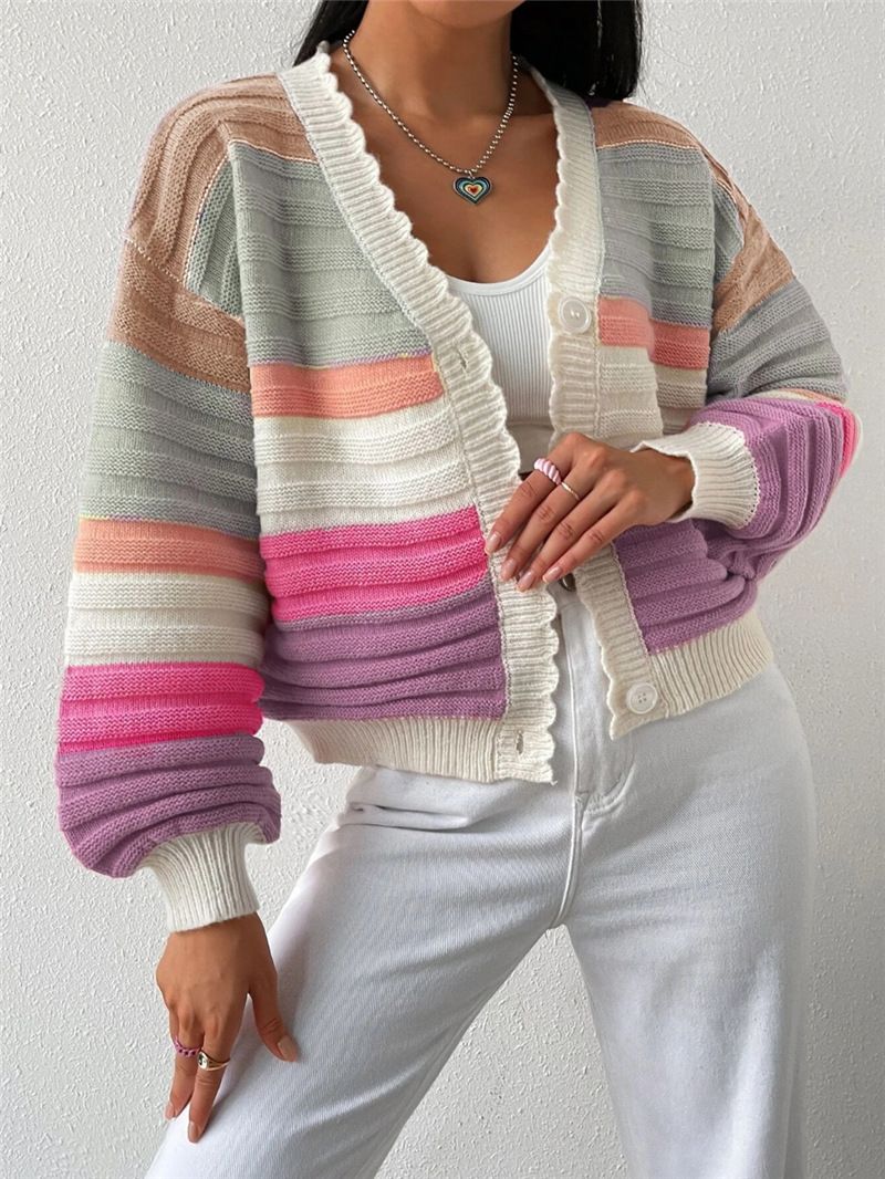 Maniche a lanterna a righe arcobaleno per abbigliamento da donna_voghion.com