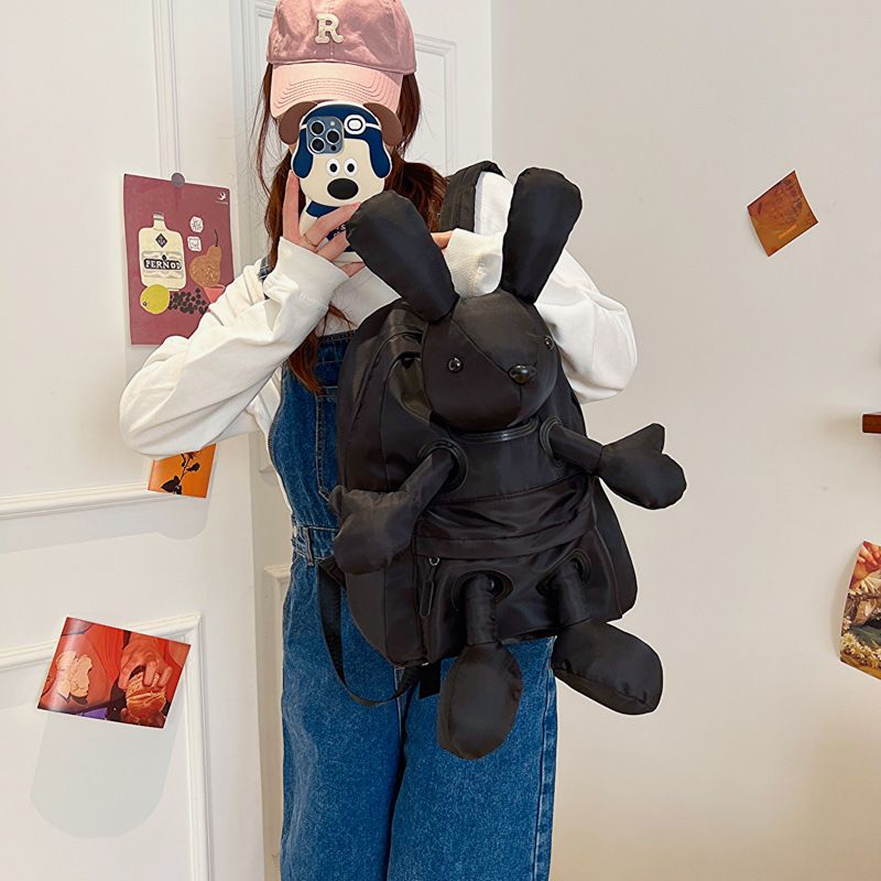Sac à dos d'été en nylon avec motif lapin mignon, style décontracté et tendance_voghion.com