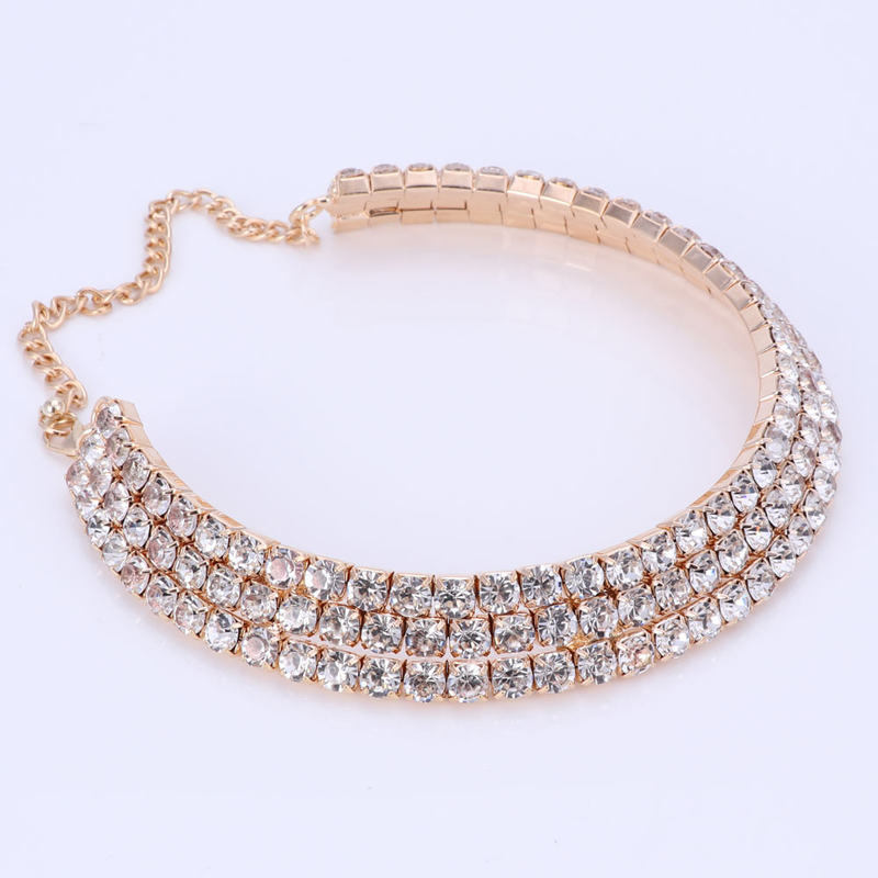 Collana di orecchini di cristallo da donna Set di gioielli da sposa da sposa Sposa Party Prom Costume Dress Accessori Regali_voghion.com
