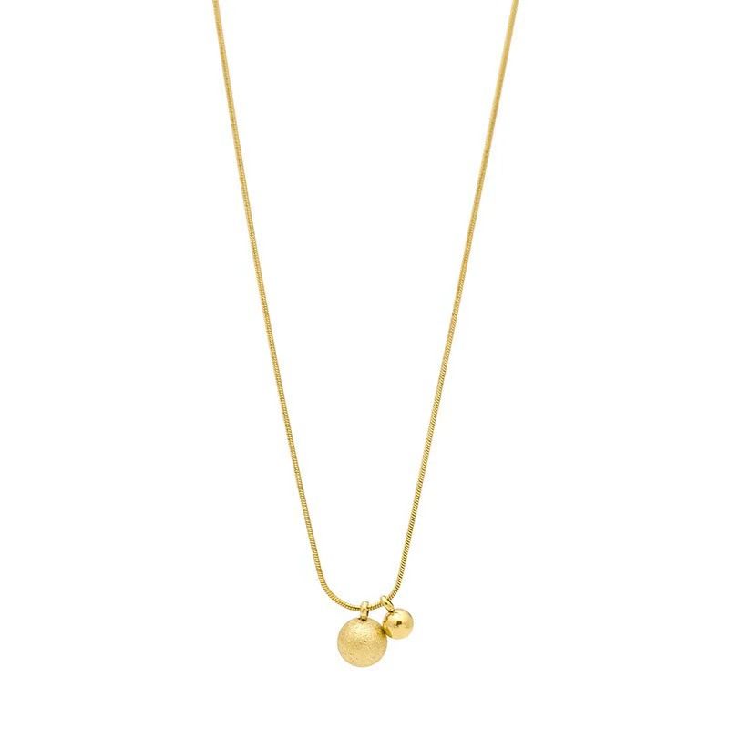 nuova catena in osso di serpente con piccola pallina d'oro opaca e perlina rotonda personalizzata, collana con catena al collo geometrica rossa in acciaio al titanio, gioielli femminili_voghion.com