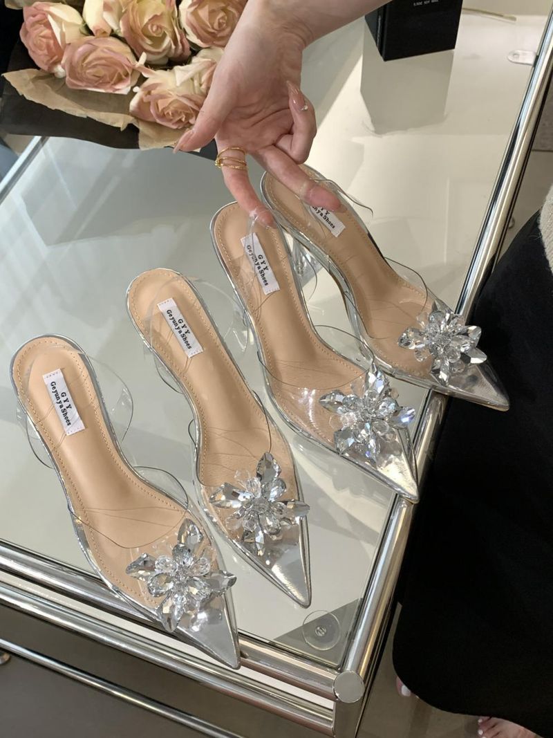 Atemberaubend~ Kristall spitze Zehen transparent feinen High Heel_voghion.com