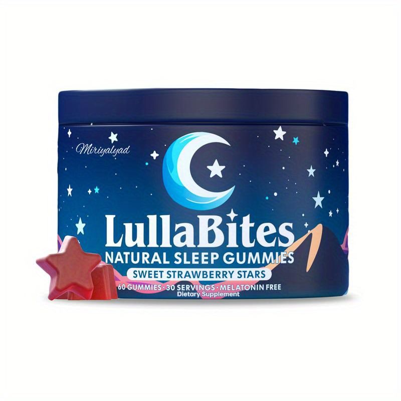 Lulabites Natural Sleeping Gummies - Melatonin Free, Sweet Strawberry Star | Botanical Essence Relaxation And Sleep Support, Pack Of 60, Nutritional_voghion.com
