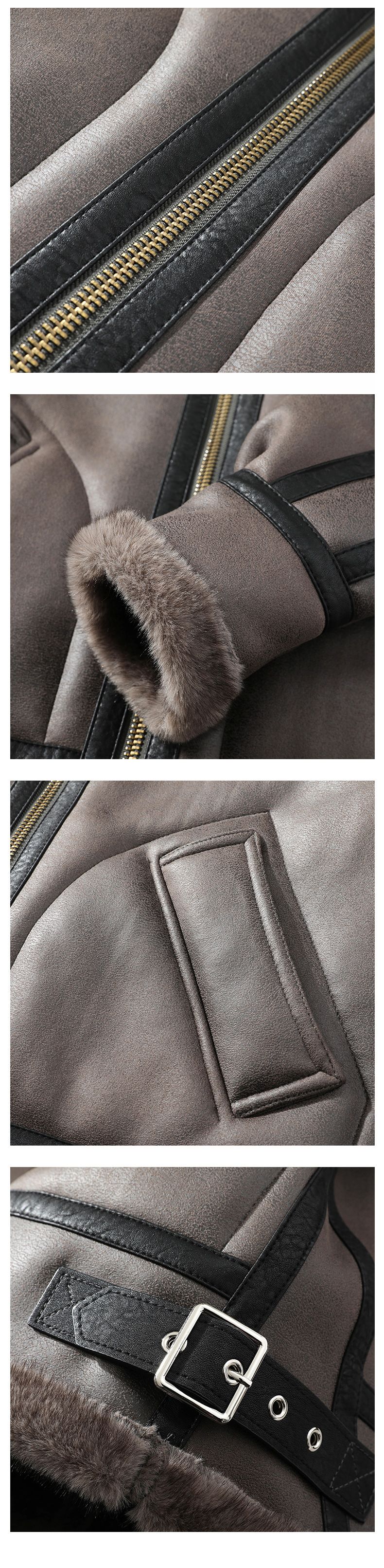 Veste homme en fausse peau lainée doublée polaire – Coupe-vent slim avec revers crantés (Taupe, tailles M à 5XL)_voghion.com