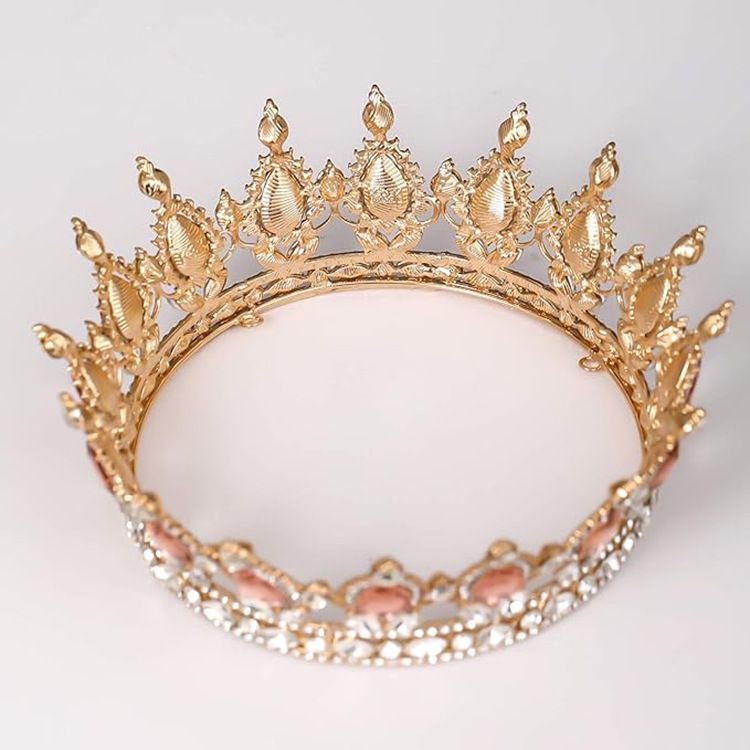 Barocke runde Krone, Legierung, Kopfschmuck, Braut, Hochzeitskleid, Zubehör, Geburtstag, Erwachsene, Zeremonie, runde Krone_voghion.com